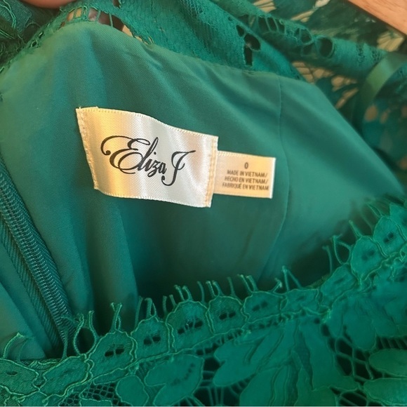 ELIZA J Lace Crochet Green Fit and Flare A-Line Cocktail Dress - Picture 13 of 16